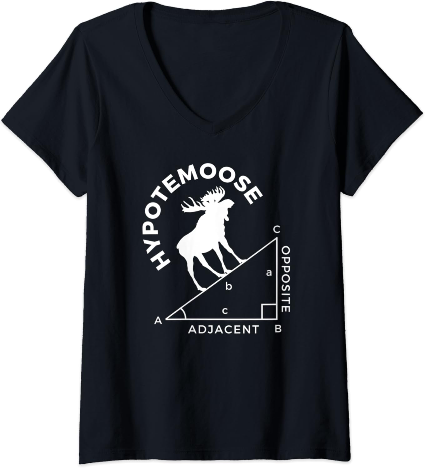 Womens Math Hypotenuse Animal Pun Moose VNeck TShirt Clothing, Shoes & Jewelry